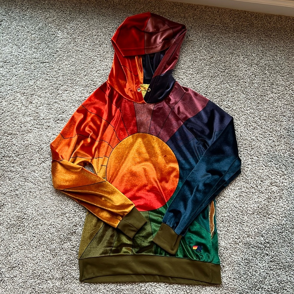RARE Aviator Nation velour sunburst hoodie XS